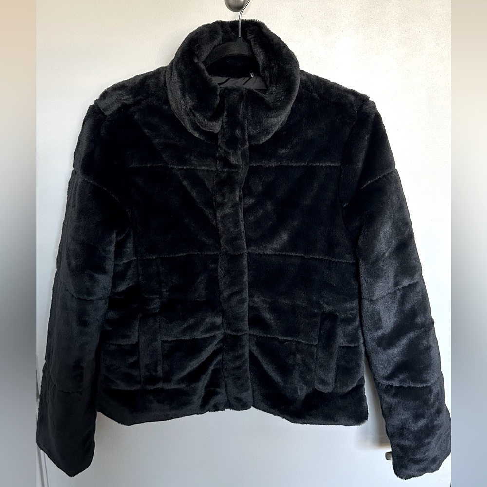 Black faux fur jacket